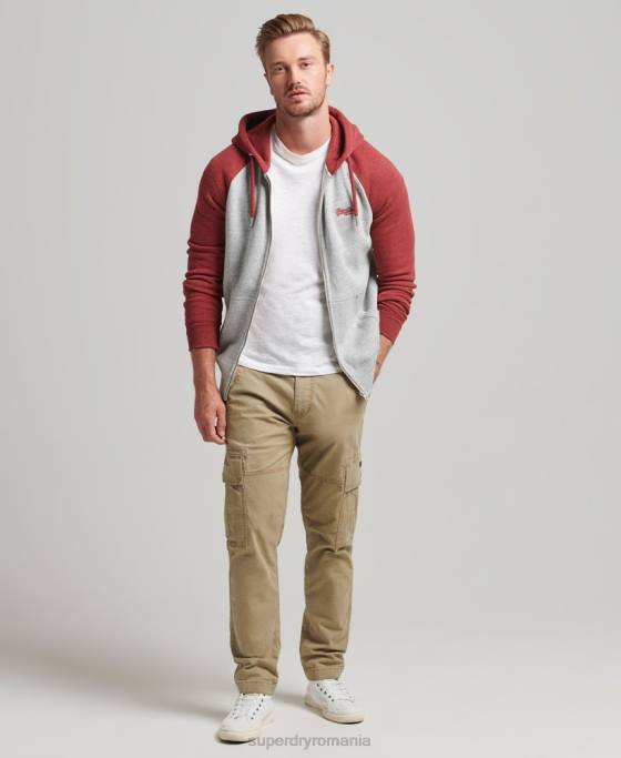 Superdry hanorac din bumbac organic cu logo esențial baseball cu fermoar îmbrăcăminte gri deschis bărbați JX0Z498