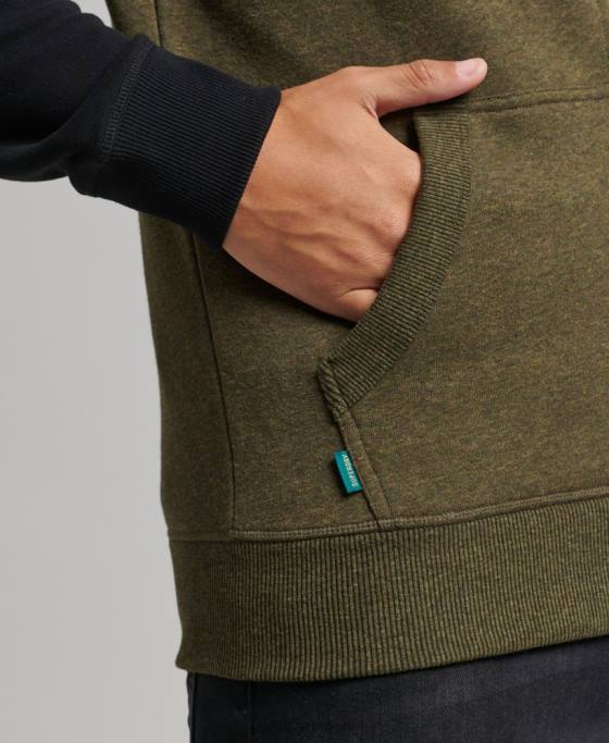 Superdry hanorac din bumbac organic cu logo esențial baseball cu fermoar îmbrăcăminte verde bărbați JX0Z520