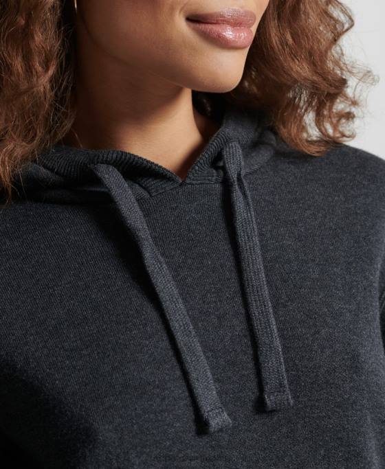 Superdry hanorac din bumbac organic esential din bumbac organic îmbrăcăminte negru femei JX0Z6686