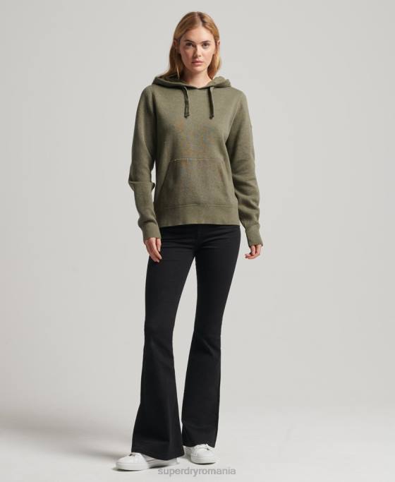 Superdry hanorac din bumbac organic esential din bumbac organic îmbrăcăminte verde femei JX0Z6757