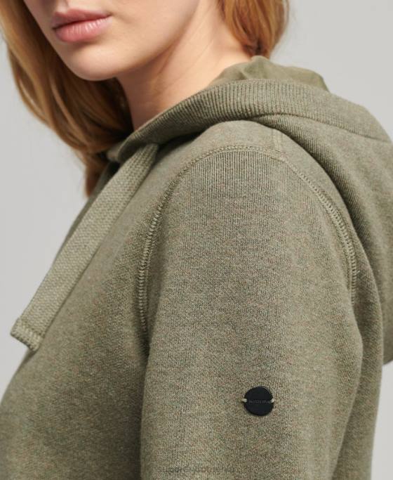 Superdry hanorac din bumbac organic esential din bumbac organic îmbrăcăminte verde femei JX0Z6757