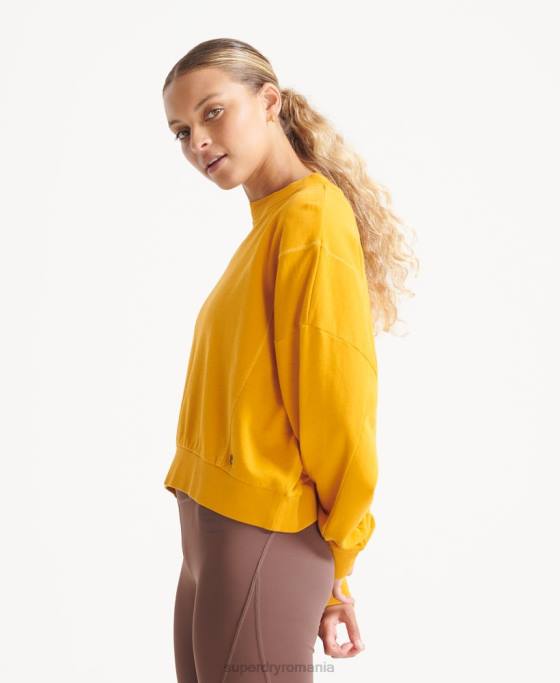Superdry hanorac din bumbac organic flex batwing crew îmbrăcăminte galben femei JX0Z5830