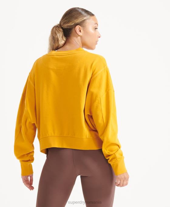 Superdry hanorac din bumbac organic flex batwing crew îmbrăcăminte galben femei JX0Z5830