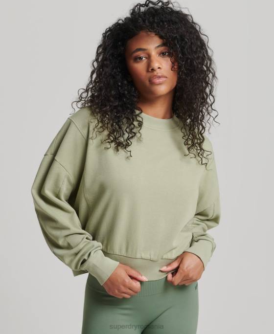 Superdry hanorac din bumbac organic flex batwing crew îmbrăcăminte verde femei JX0Z6031