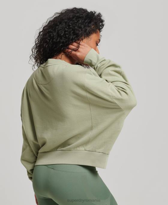 Superdry hanorac din bumbac organic flex batwing crew îmbrăcăminte verde femei JX0Z6031