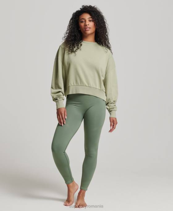 Superdry hanorac din bumbac organic flex batwing crew îmbrăcăminte verde femei JX0Z6031