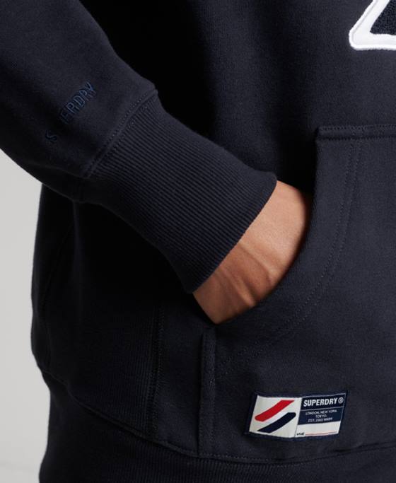 Superdry hanorac din chenille cu logo cod îmbrăcăminte marina bărbați JX0Z5216