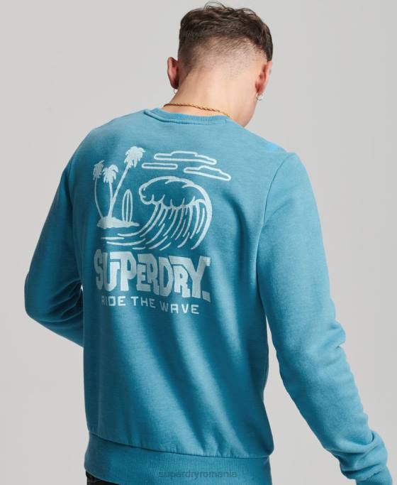 Superdry hanorac echipaj autocolant de călătorie îmbrăcăminte albastru bărbați JX0Z589