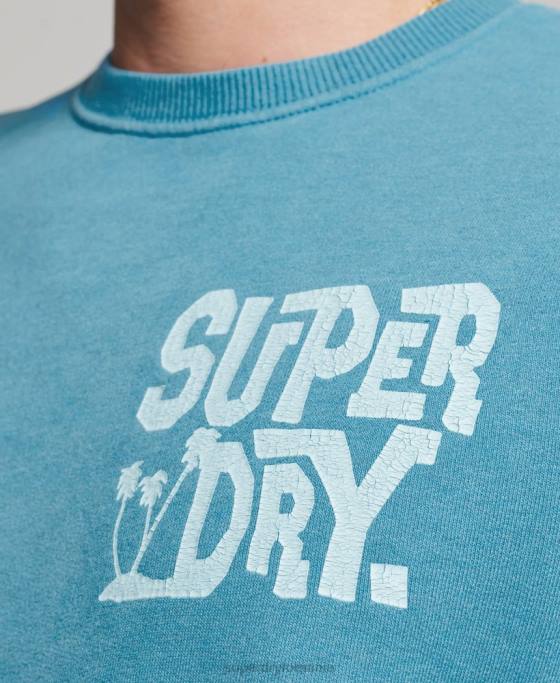 Superdry hanorac echipaj autocolant de călătorie îmbrăcăminte albastru bărbați JX0Z589