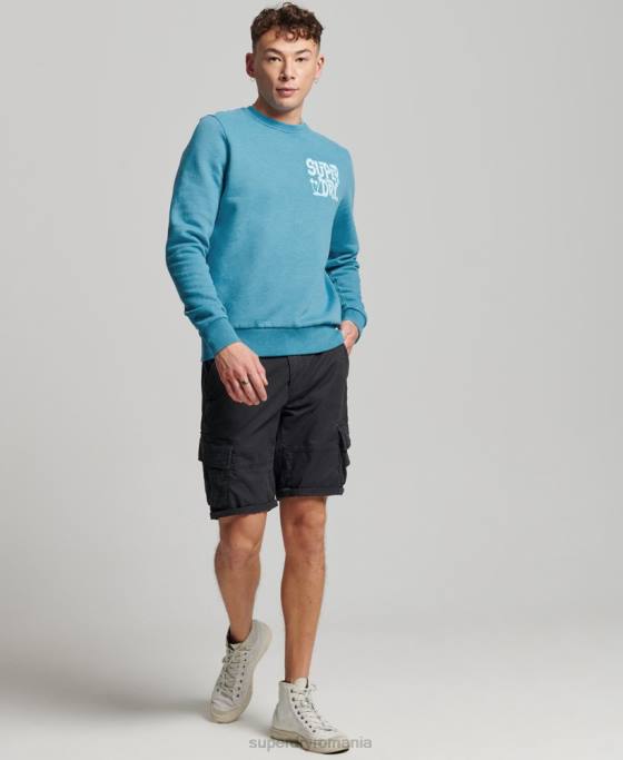 Superdry hanorac echipaj autocolant de călătorie îmbrăcăminte albastru bărbați JX0Z589