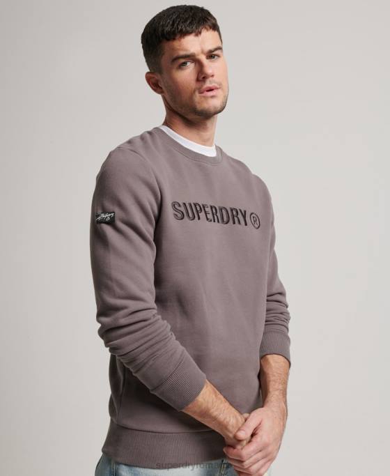 Superdry hanorac echipaj de lucru cu logo corporație îmbrăcăminte gri inchis bărbați JX0Z5203