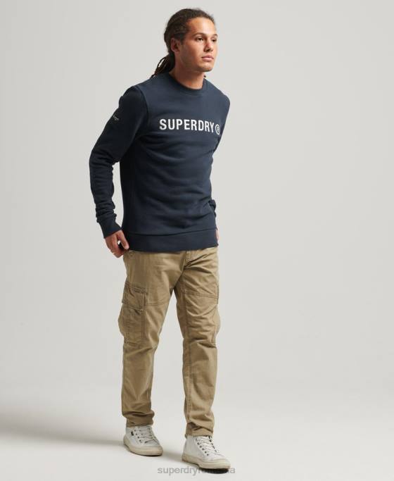 Superdry hanorac echipaj de lucru cu logo corporație îmbrăcăminte marina bărbați JX0Z5061