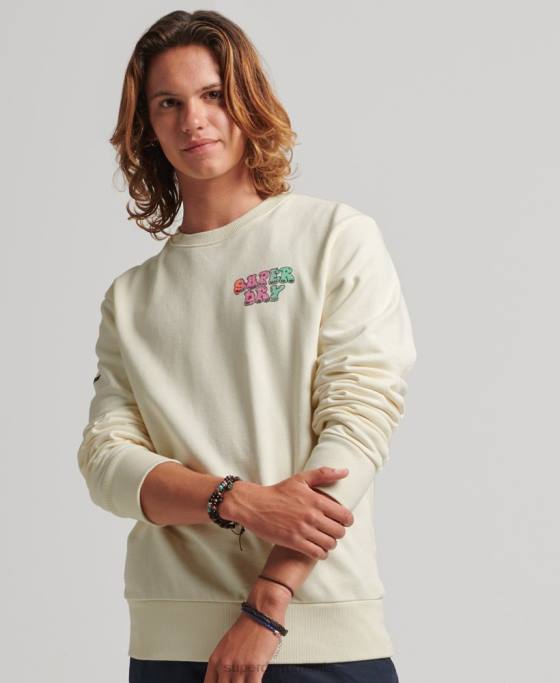 Superdry hanorac echipaj vintage in the woods îmbrăcăminte alb bărbați JX0Z5139