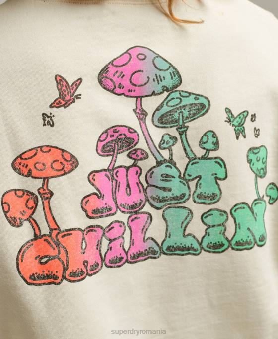 Superdry hanorac echipaj vintage in the woods îmbrăcăminte alb bărbați JX0Z5139