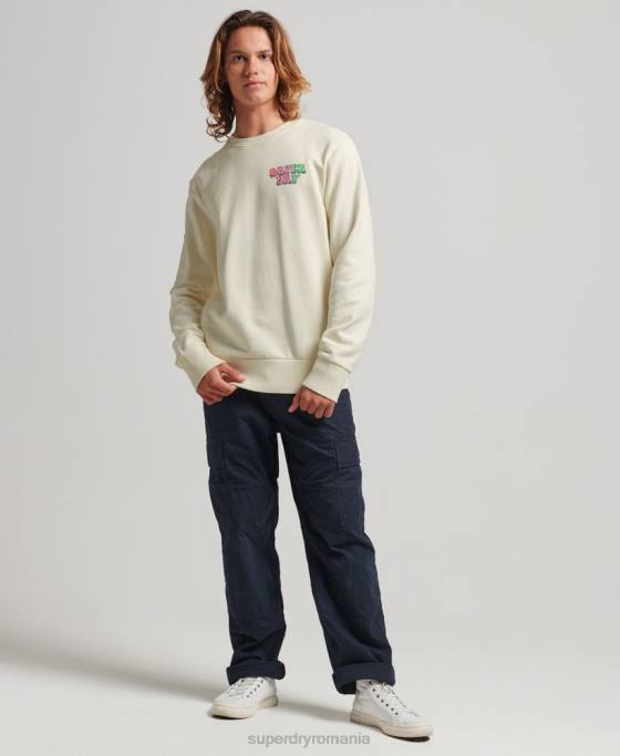 Superdry hanorac echipaj vintage in the woods îmbrăcăminte alb bărbați JX0Z5139