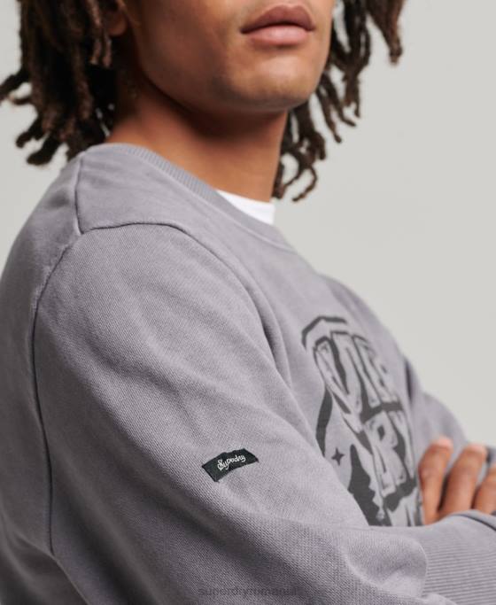 Superdry hanorac echipaj vintage in the woods îmbrăcăminte gri inchis bărbați JX0Z752