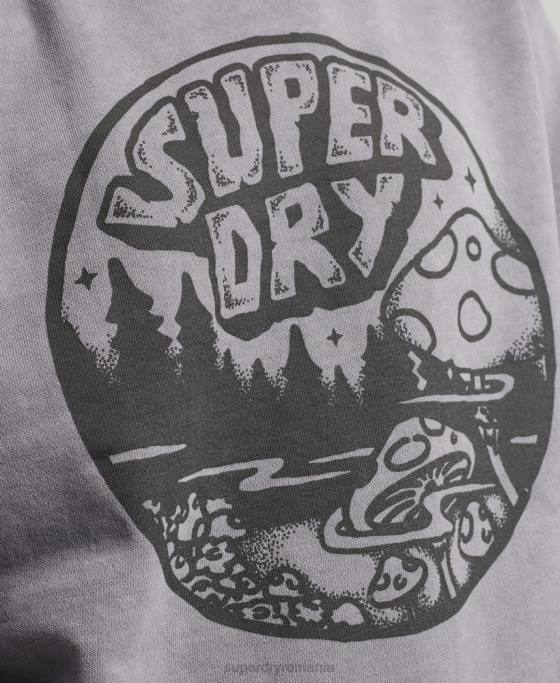 Superdry hanorac echipaj vintage in the woods îmbrăcăminte gri inchis bărbați JX0Z752