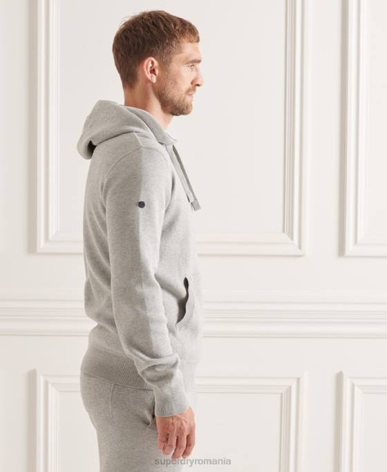 Superdry hanorac esențial din bumbac organic îmbrăcăminte gri deschis bărbați JX0Z5207