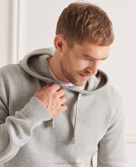 Superdry hanorac esențial din bumbac organic îmbrăcăminte gri deschis bărbați JX0Z5207