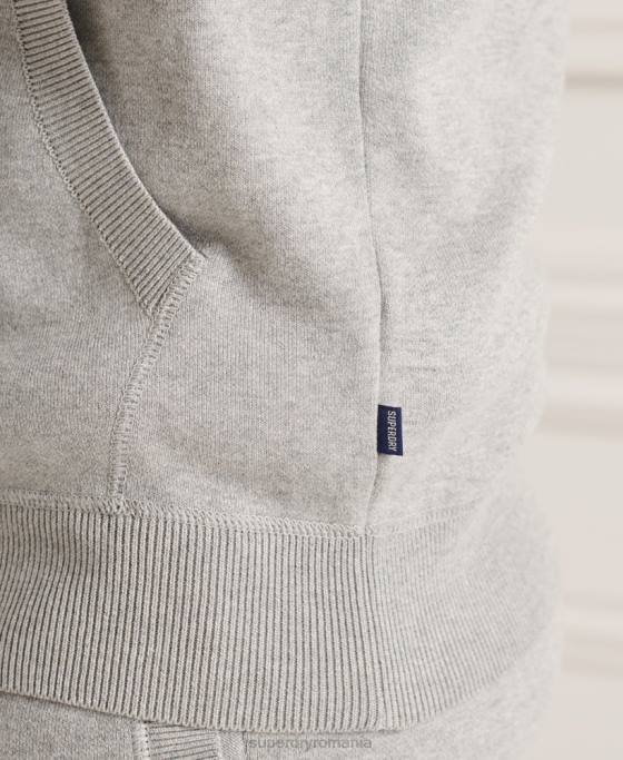 Superdry hanorac esențial din bumbac organic îmbrăcăminte gri deschis bărbați JX0Z5207