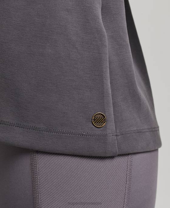 Superdry hanorac flex relaxat pentru echipaj îmbrăcăminte gri inchis femei JX0Z6109