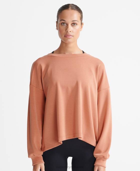 Superdry hanorac flex relaxat pentru echipaj îmbrăcăminte maro femei JX0Z5918