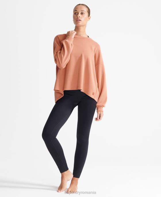 Superdry hanorac flex relaxat pentru echipaj îmbrăcăminte maro femei JX0Z5918