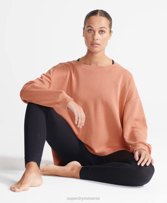 Superdry hanorac flex relaxat pentru echipaj îmbrăcăminte maro femei JX0Z5918