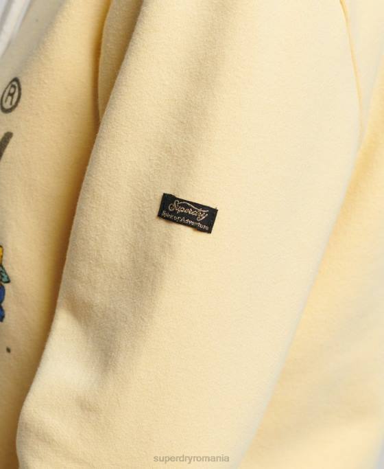 Superdry hanorac floral cu logo vintage bunuri premium îmbrăcăminte galben femei JX0Z3271