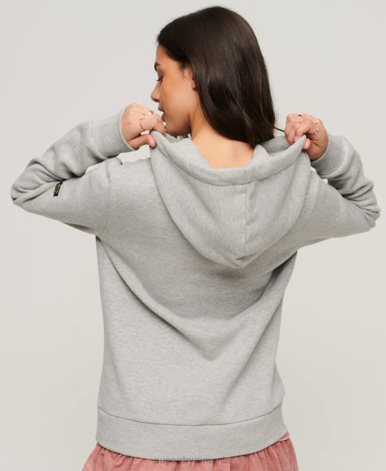 Superdry hanorac floral cu logo vintage bunuri premium îmbrăcăminte gri deschis femei JX0Z3370