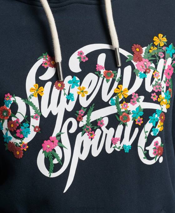 Superdry hanorac floral în stil script îmbrăcăminte marina femei JX0Z6773