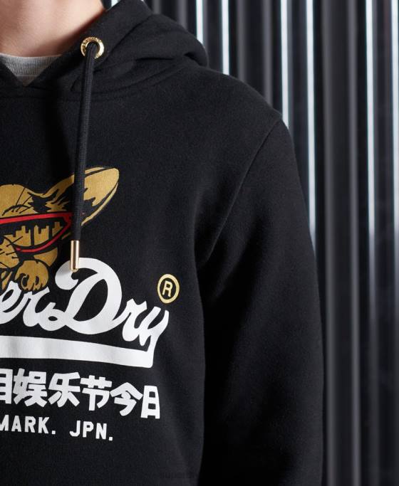 Superdry hanorac foto cu logo vintage nyc îmbrăcăminte negru femei JX0Z3503