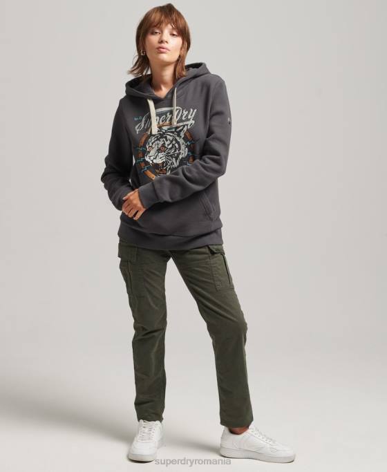 Superdry hanorac grafic boho îmbrăcăminte gri femei JX0Z6153