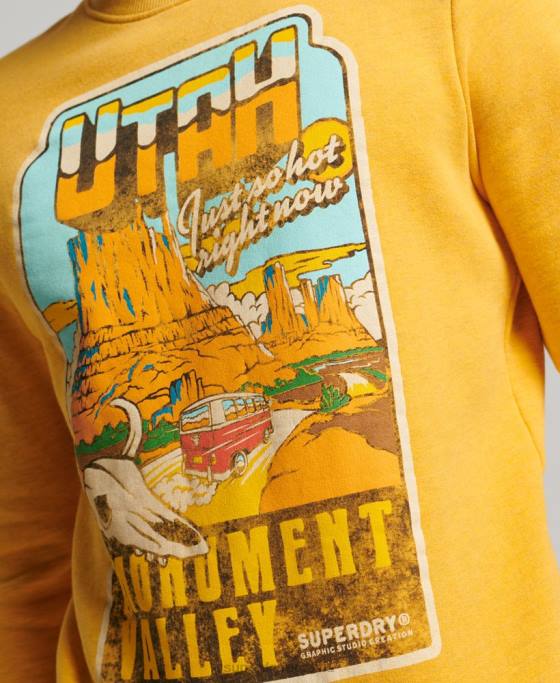 Superdry hanorac grafic carte poștală de călătorie îmbrăcăminte aur bărbați JX0Z5079