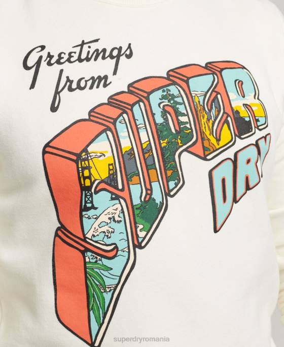 Superdry hanorac grafic carte poștală de călătorie îmbrăcăminte cremă bărbați JX0Z5141