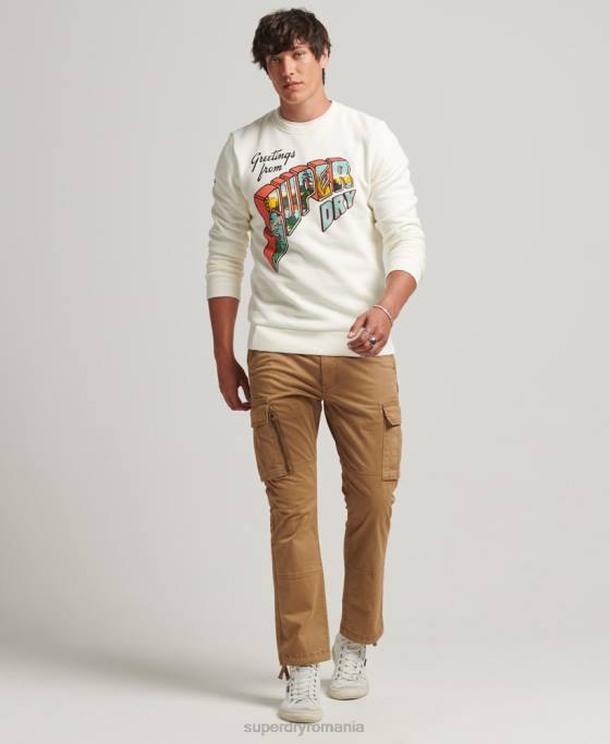 Superdry hanorac grafic carte poștală de călătorie îmbrăcăminte cremă bărbați JX0Z5141