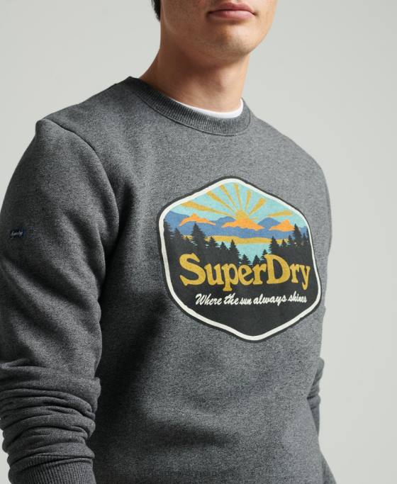 Superdry hanorac grafic carte poștală de călătorie îmbrăcăminte gri inchis bărbați JX0Z4993