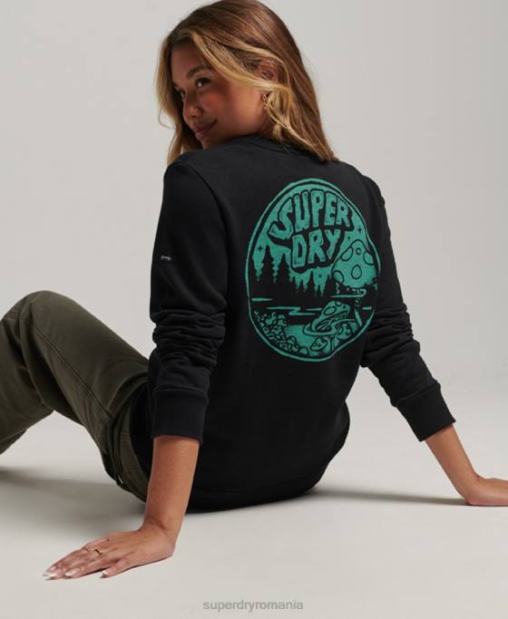 Superdry hanorac grafic în pădure îmbrăcăminte gri inchis femei JX0Z3431