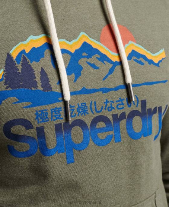 Superdry hanorac grozav în aer liber îmbrăcăminte verde bărbați JX0Z467