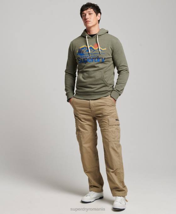 Superdry hanorac grozav în aer liber îmbrăcăminte verde bărbați JX0Z467