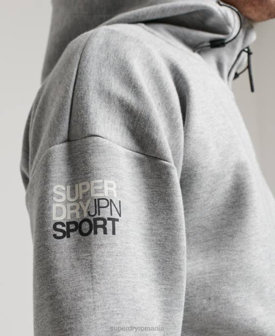 Superdry hanorac gymtech cu fermoar îmbrăcăminte gri bărbați JX0Z677
