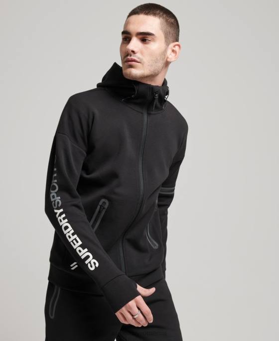 Superdry hanorac gymtech cu fermoar îmbrăcăminte negru bărbați JX0Z562