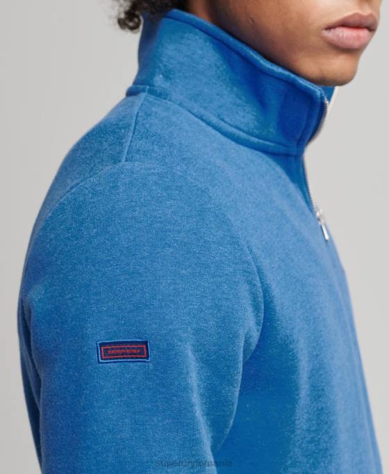 Superdry hanorac henley cu fermoar cu logo vintage din bumbac organic îmbrăcăminte albastru bărbați JX0Z5193