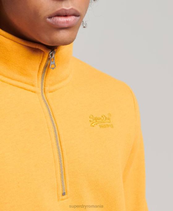 Superdry hanorac henley cu fermoar cu logo vintage din bumbac organic îmbrăcăminte galben bărbați JX0Z5042