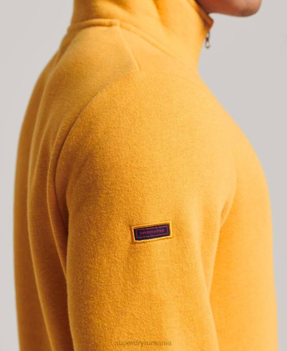 Superdry hanorac henley cu fermoar cu logo vintage din bumbac organic îmbrăcăminte galben bărbați JX0Z5042