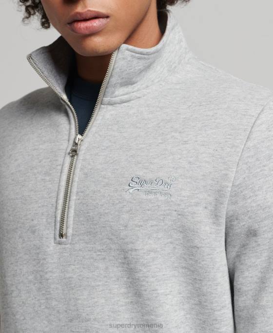 Superdry hanorac henley cu fermoar cu logo vintage din bumbac organic îmbrăcăminte gri bărbați JX0Z5003