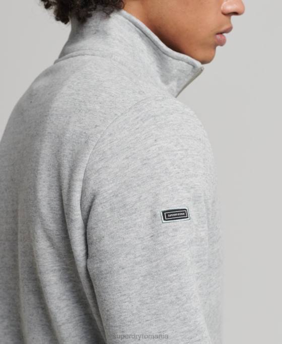 Superdry hanorac henley cu fermoar cu logo vintage din bumbac organic îmbrăcăminte gri bărbați JX0Z5003