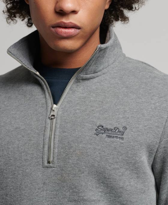 Superdry hanorac henley cu fermoar cu logo vintage din bumbac organic îmbrăcăminte gri bărbați JX0Z5076