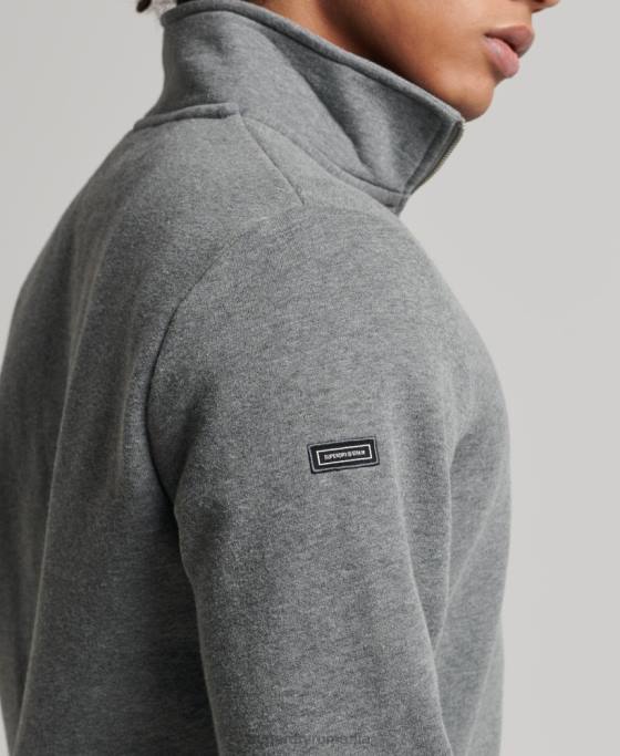 Superdry hanorac henley cu fermoar cu logo vintage din bumbac organic îmbrăcăminte gri bărbați JX0Z5076