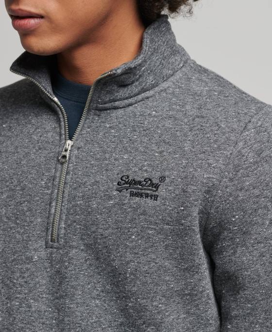 Superdry hanorac henley cu fermoar cu logo vintage din bumbac organic îmbrăcăminte gri inchis bărbați JX0Z5105